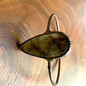 Gorgeous labradorite and brass bangle